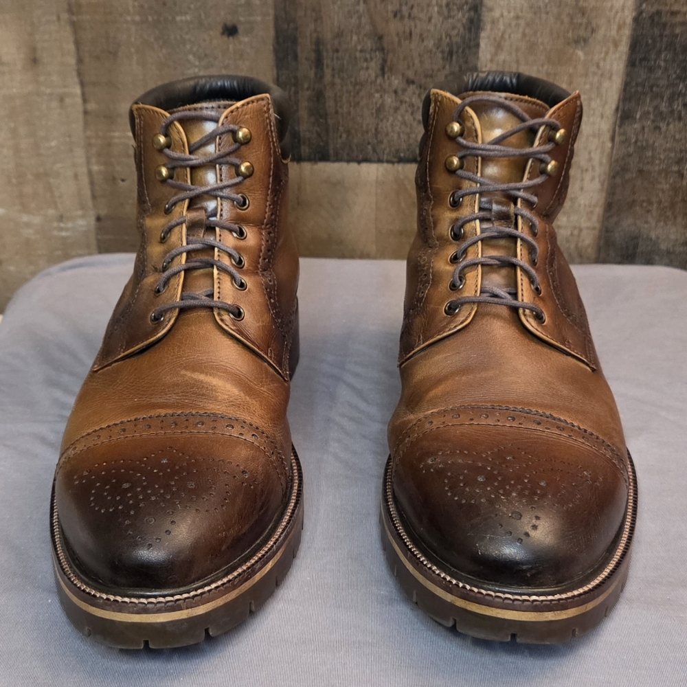 Johnston & Murphy Brown Leather Lace-Up Boots Size 9 - Picture 3 of 6